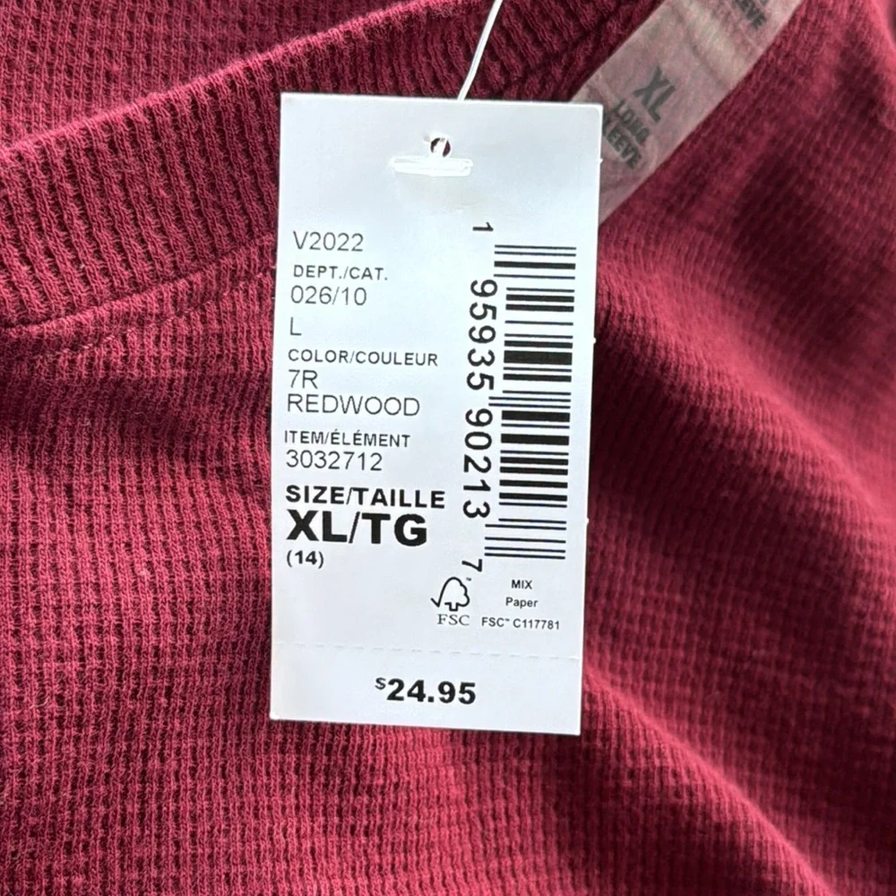 The Children’s Place maroon waffle fabric long sleeve Henley tee size XL